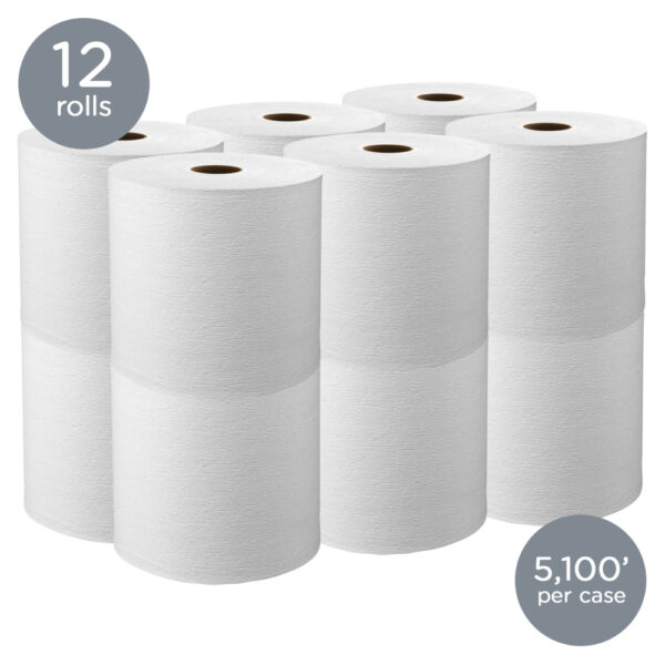 Kleenex® Hard Roll Paper Towels (01080), with Premium Absorbency Pockets™, 1.5" Core, White, (12 Rolls/Case, 425'/Roll, 5,100'/Case) - Image 2