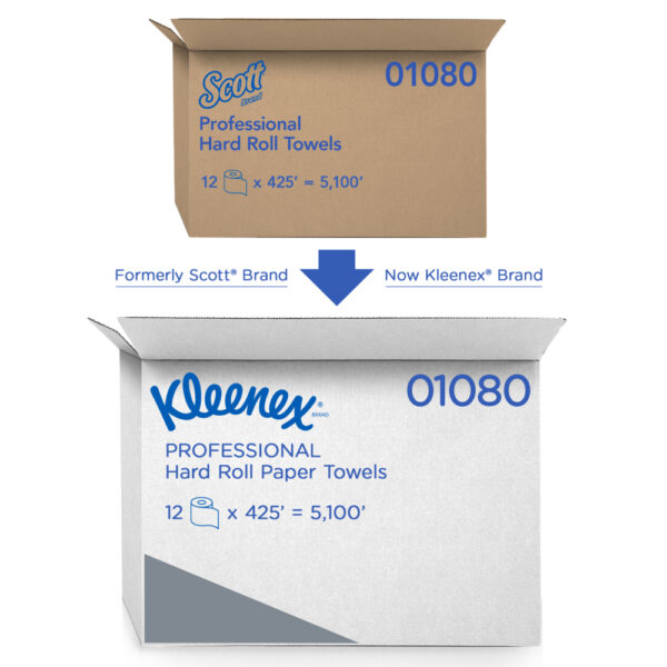 Kleenex® Hard Roll Paper Towels (01080), with Premium Absorbency Pockets™, 1.5" Core, White, (12 Rolls/Case, 425'/Roll, 5,100'/Case) - Image 8