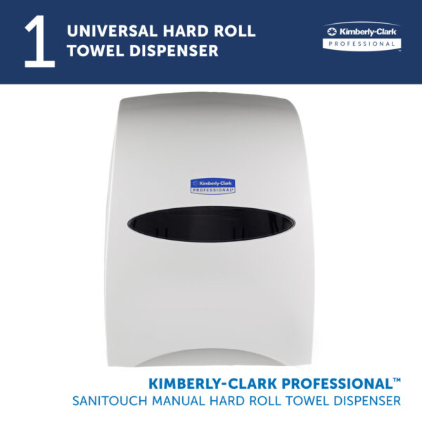 Kimberly-Clark Professional™ Sanitouch Manual Hard Roll Towel Dispenser (09991), White, for 1.5" Core Roll Towels, 12.63" x 16.13" x 10.2" - Image 2