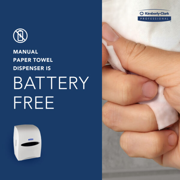 Kimberly-Clark Professional™ Sanitouch Manual Hard Roll Towel Dispenser (09991), White, for 1.5" Core Roll Towels, 12.63" x 16.13" x 10.2" - Image 5