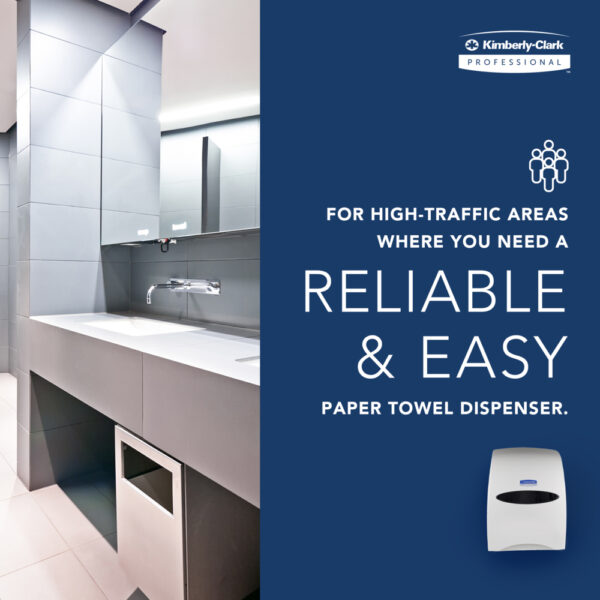 Kimberly-Clark Professional™ Sanitouch Manual Hard Roll Towel Dispenser (09991), White, for 1.5" Core Roll Towels, 12.63" x 16.13" x 10.2" - Image 9