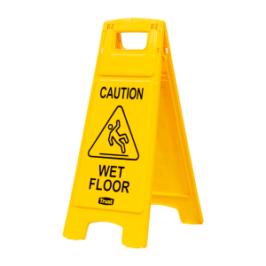 Floor Safety Sign with "Caution Wet Floor" Imprint
